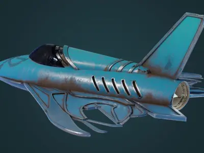 Rusty Space Plane Low-poly 3D model
