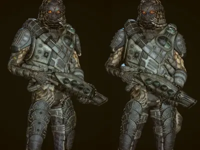 Alien soldier Low-poly 3D model