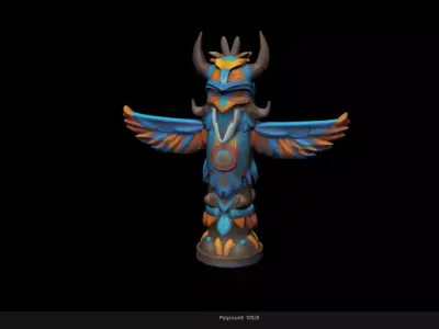 Low Poly Stylized Aztec Totem AI Low-poly 3D model