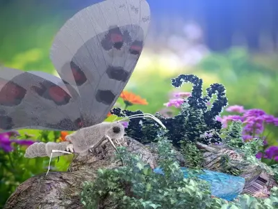 Apollo Butterfly Low-poly 3D model