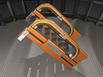 Sci-Fi Stairs - 2 - Orange Version Low-poly 3D model