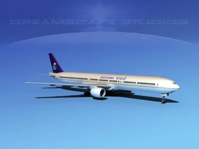 Boeing 777-300 Saudi 3D model