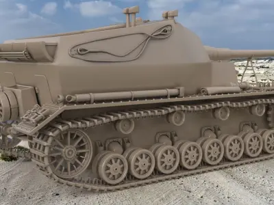 Tank K18 Auf Panzer Clay VRay 3D model
