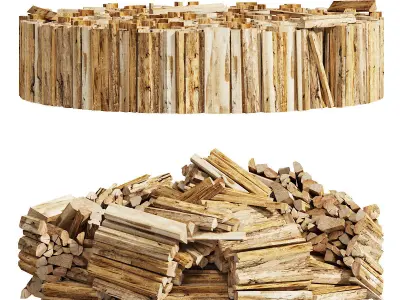 039 Firewood Logs 02 Round Stacks 3D model