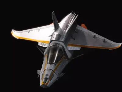 Space Ship - Rigged- High Resolution Textured - include inside Low-poly 3D model