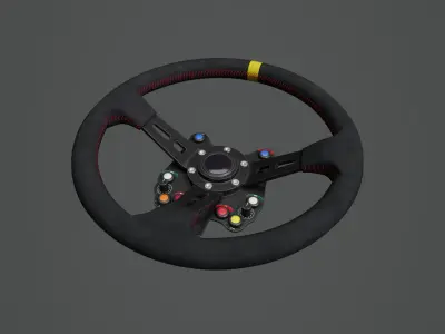Steering Wheel 01 - Variation C - Red Stiches Low-poly 3D model