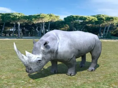 African Rhino Low-poly 3D model