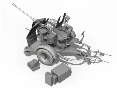 2cm Flak 38 with SD AH 51 - Trailer  3D model
