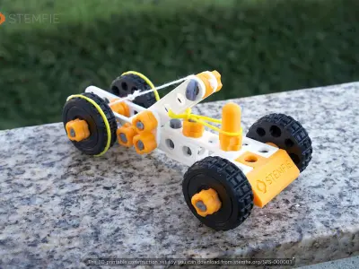 STEMFIE rubber-band-driven car Free 3D print model