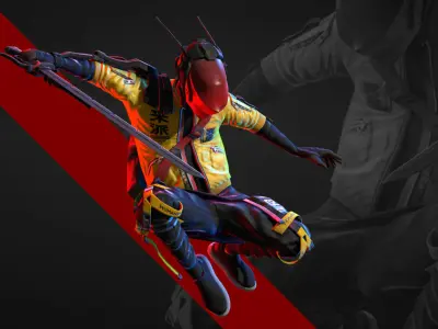 Cyberpunk Mercenary Character Low-poly 3D model