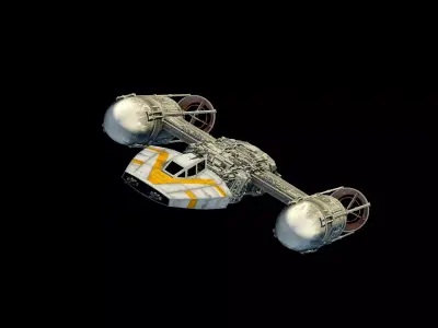 Y-Wing star wars spacecraft flying in air 3D model