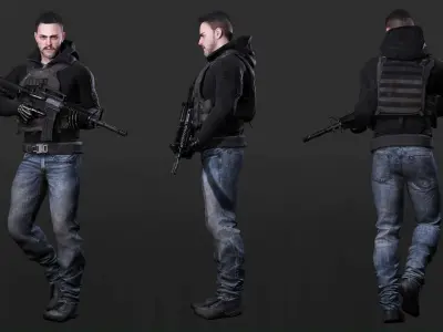 Spectral Infiltrator - Kiven s steath Ensemble In Nightfall Blue Low-poly 3D model