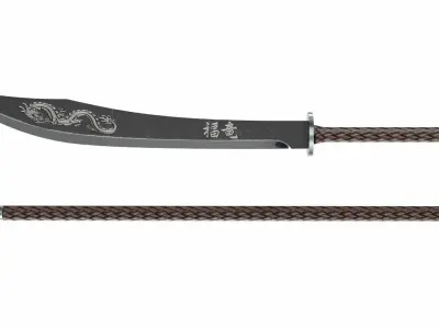 Naginata japanese samurai sword Low-poly 3D model