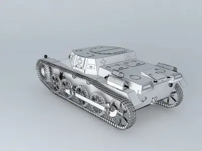 Ammunition tug on - Panzerkampfwagen I Ausf A (German tank) 3D model
