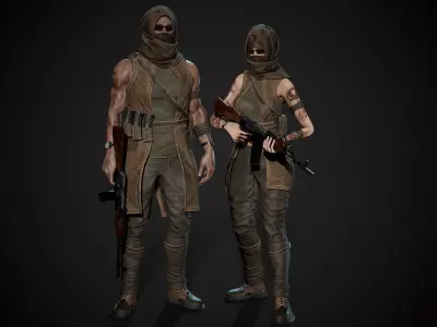 Survivor Man and lady 2 Low-poly 3D model