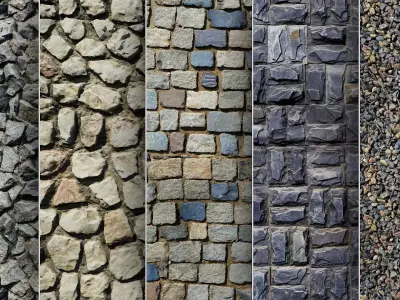 UE Rock Masonry materials part 04 Low-poly 3D model