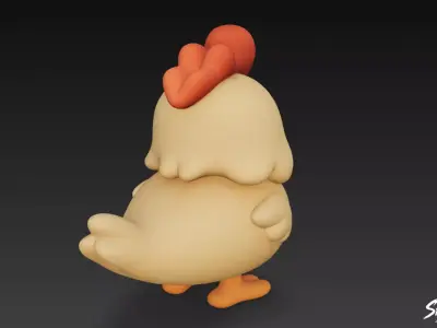 Cartoon Plush Chicken Low-poly 3D model