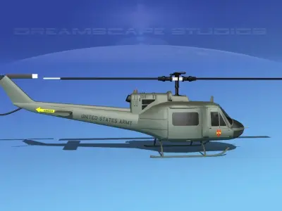 Bell UH-1B Iroquois US Army MACV 3D model