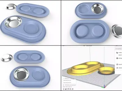 Pet Bowl M02 - with STL Low-poly 3D model