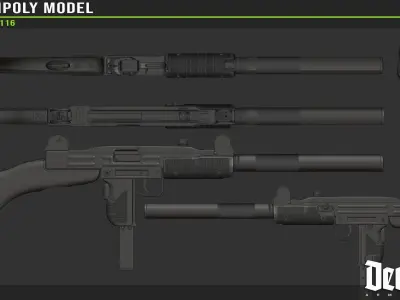 UZI Highpoly model gun 3D model