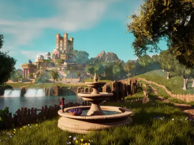 Stylized Paradise Gardens Low-poly 3D model