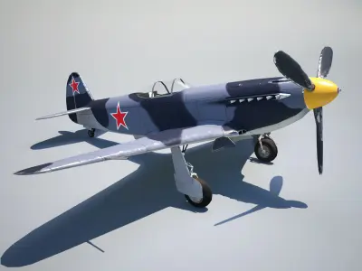 Yak-3 spitfire fighter plane - spitfire fighter plane Low-poly 3D model