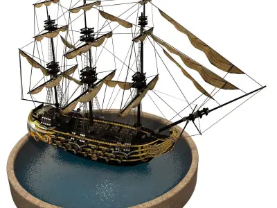 Pirate Ship Low-poly 3D model
