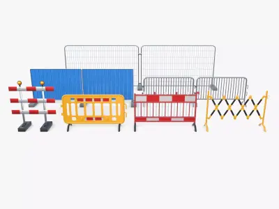 Construction site barrier pack V1 Low-poly 3D model