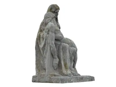 Jesus and Mary Funeral Sculpture Monument Low-poly 3D model