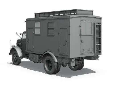 Opel Blitz - 3t  Ambulance Truck with EC Koffer 3D model