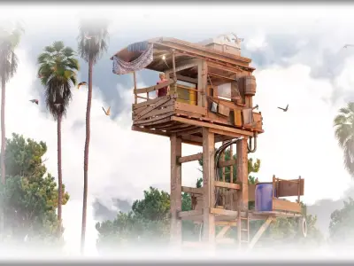 Radio Station Low-poly 3D model