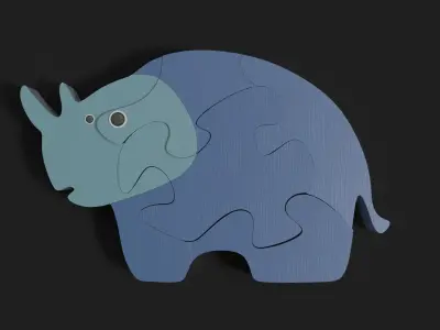 Hippo puzzle Free 3D model