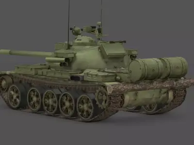T-55AD Main Battle Tank 3D Model Czechoslovak Anti-Aircraft Low-poly 3D model