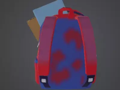 Low Poly Outdoor Adventure Backpack with Water Bottle Low-poly 3D model