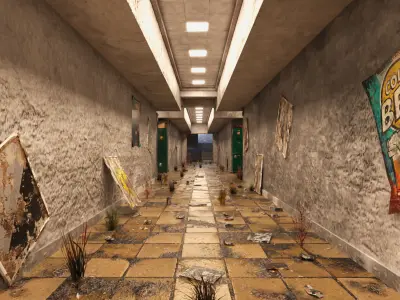 Abandoned 1970 Locker Hallway 3D model