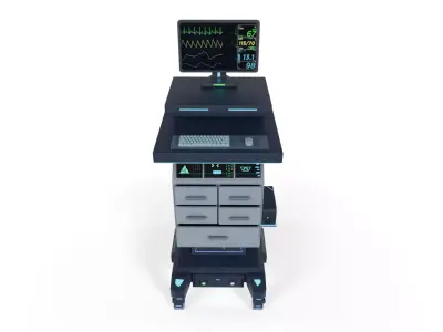 Sci-Fi Medical Monitor Cart Low-poly 3D model