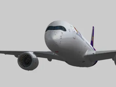 Airbus A350-900 XWB Thai Airways Low-poly 3D model