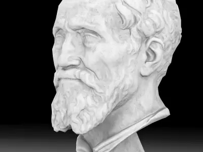Michelangelo Buonarroti head sculpture Low-poly 3D model