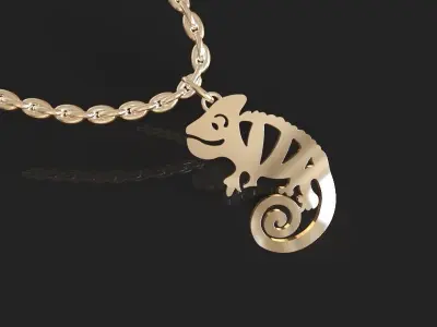 Adorable Chameleon Necklace 3D print model