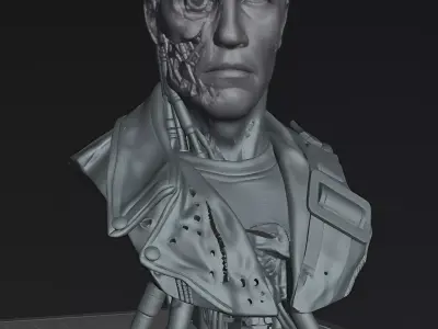 Battle Damaged T800 Bust STL Terminator Cyborg 3D Statue 3D print model