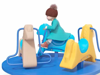 Toddler Girl on Carousel 3D model