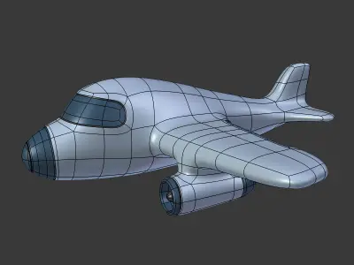 Cartoon Airplane Low-poly 3D model