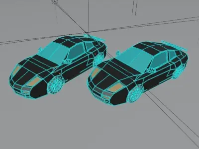 Low poly Porshe two cars Free low-poly 3D model