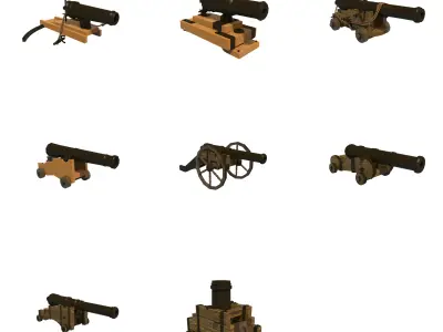 Cannons  Low-poly 3D model