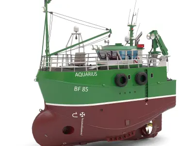 Fishing Trawler Green 3D model