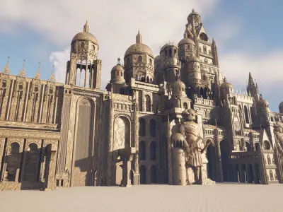Ancient Ruins and Statues Low-poly 3D model