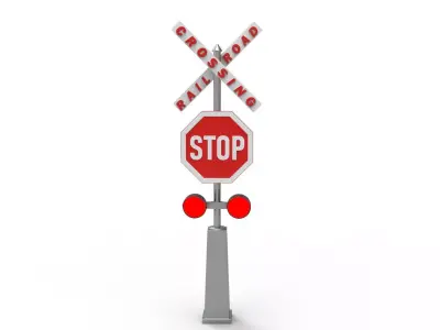 Rail road crossing stop sign 3D model