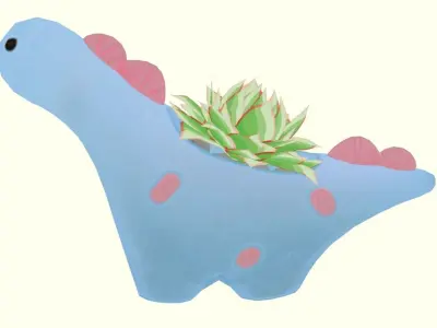 Cute Dinosaur Plant Planter Pot LP Low-poly 3D model