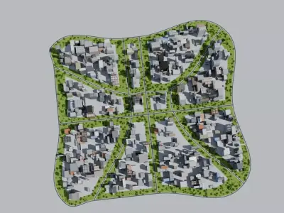 City Downtown Skyscraper Low-poly 3D model 7