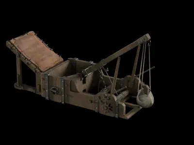 Medieval Siege Weapon - Onager Low-poly 3D model